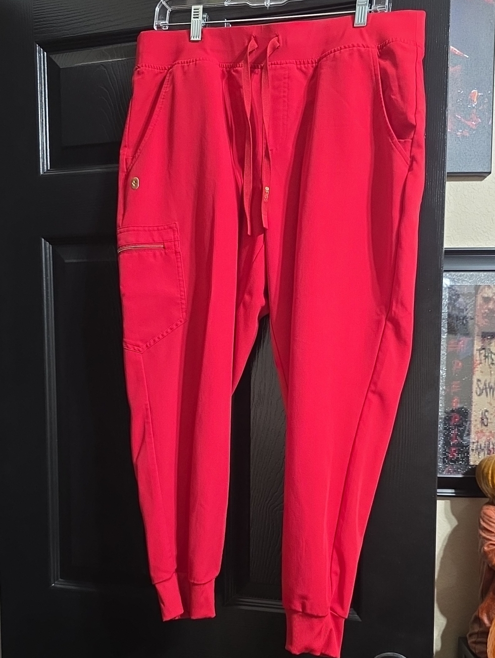 Figs Zamora Chinese New Year Pop Red Jogger Scrub Pants with Gold Logo